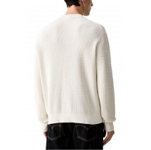 CALVIN KLEIN JEANS CLSC CTTN WFL CRWNK SWTR 9GG ΜΠΛΟΥΖΑ ΠΛΕΚΤΗ ΑΝΔΡΙΚΗ OFF WHITE