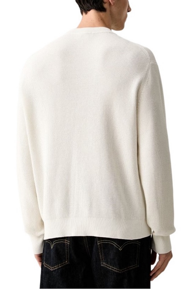 CALVIN KLEIN JEANS CLSC CTTN WFL CRWNK SWTR 9GG ΜΠΛΟΥΖΑ ΠΛΕΚΤΗ ΑΝΔΡΙΚΗ OFF WHITE