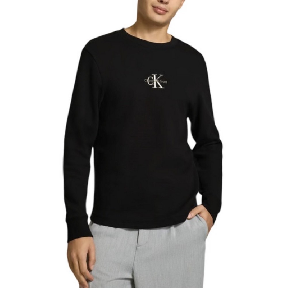 CALVIN KLEIN JEANS MONOLOGO WAFFLE LS TEE ΜΠΛΟΥΖΑ ΓΥΝΑΙΚΕΙΑ BLACK