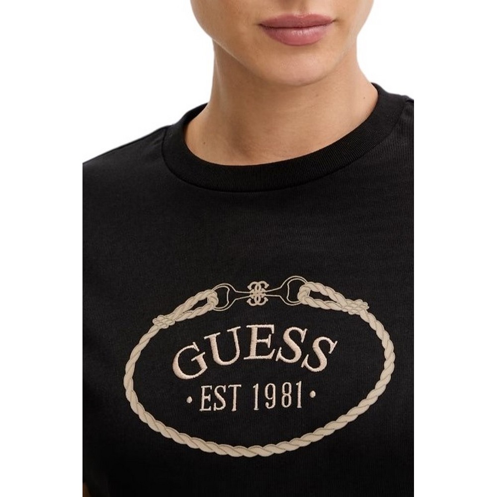 GUESS ROSALBA CN T-SHIRT ΜΠΛΟΥΖΑ ΓΥΝΑΙΚΕΙΑ BLACK