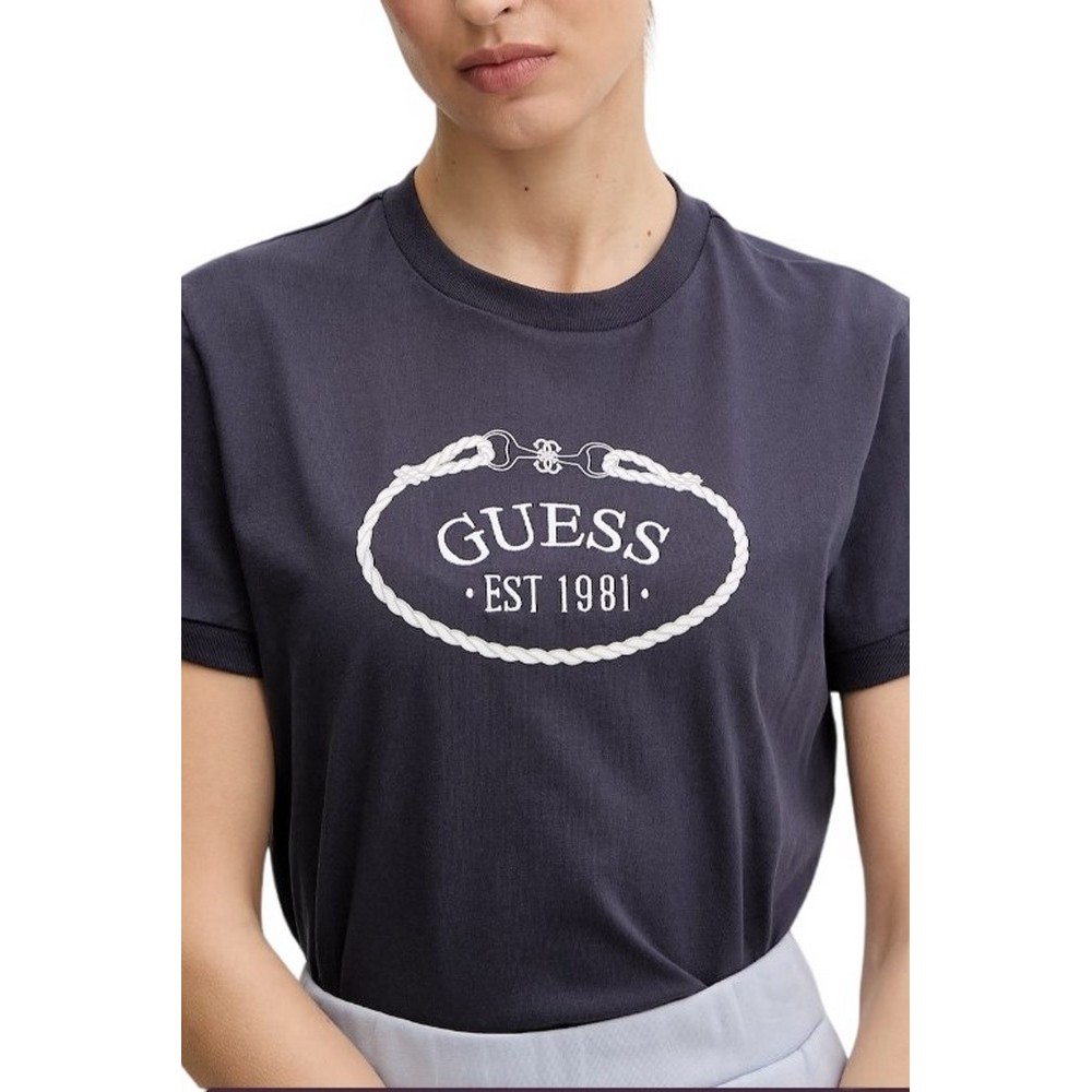 GUESS ROSALBA CN T-SHIRT ΜΠΛΟΥΖΑ ΓΥΝΑΙΚΕΙΑ DARK NAVY