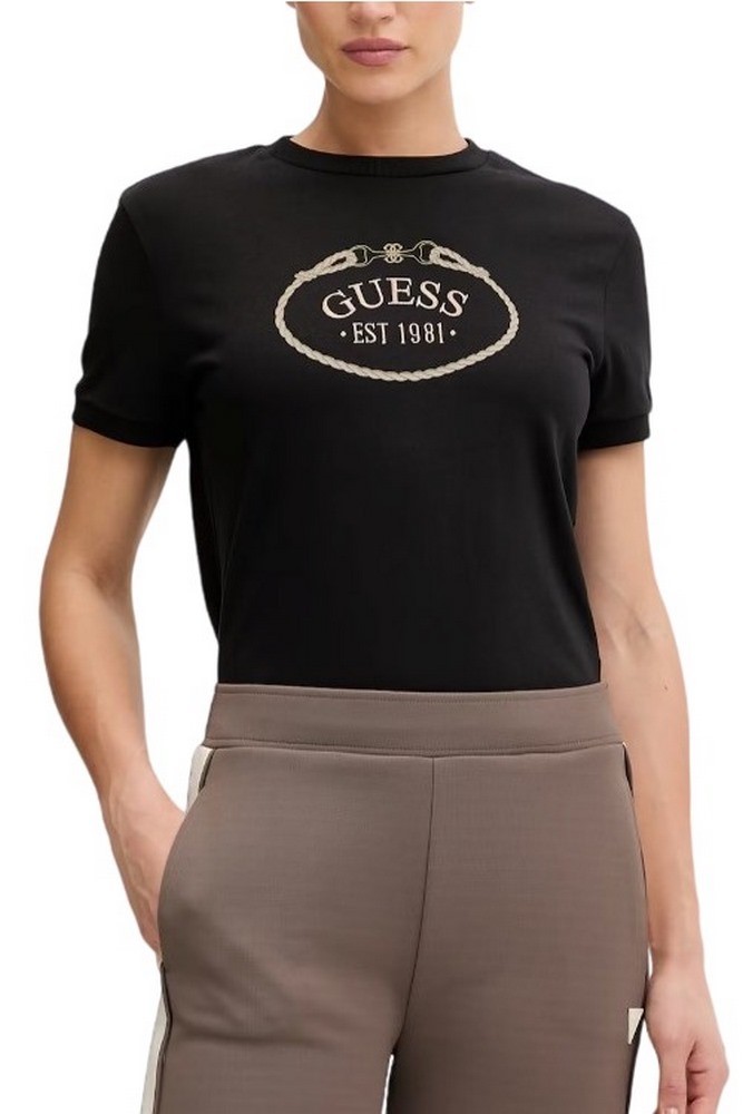 GUESS ROSALBA CN T-SHIRT ΜΠΛΟΥΖΑ ΓΥΝΑΙΚΕΙΑ BLACK