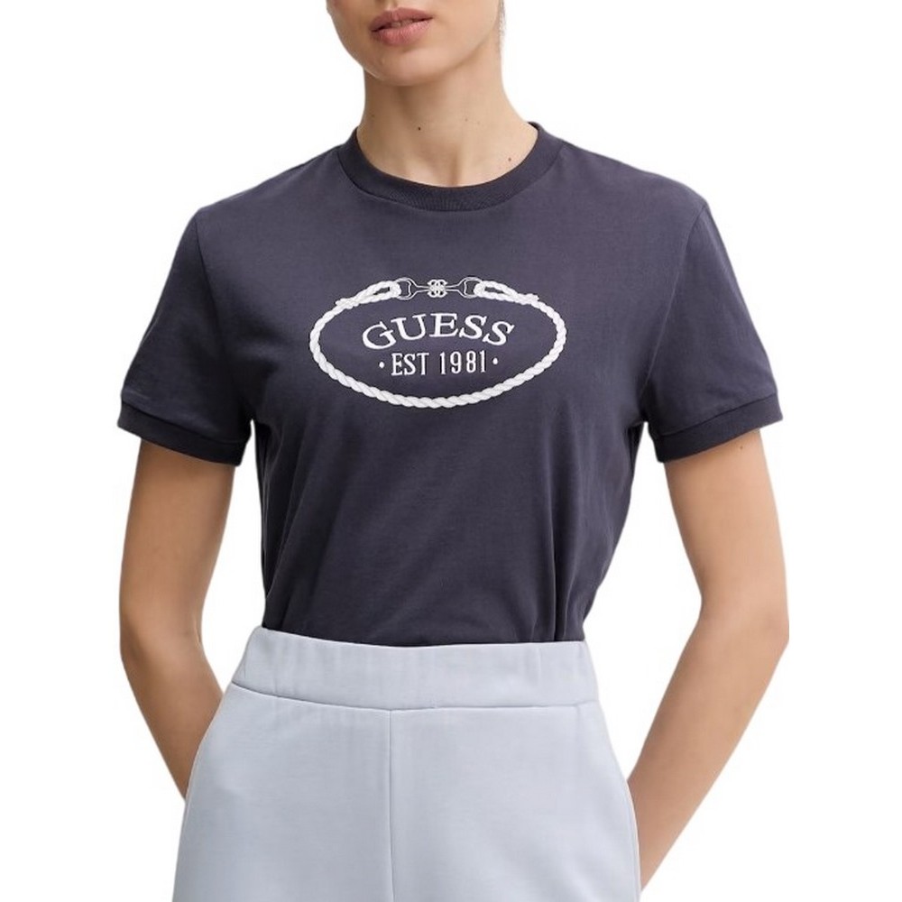 GUESS ROSALBA CN T-SHIRT ΜΠΛΟΥΖΑ ΓΥΝΑΙΚΕΙΑ DARK NAVY