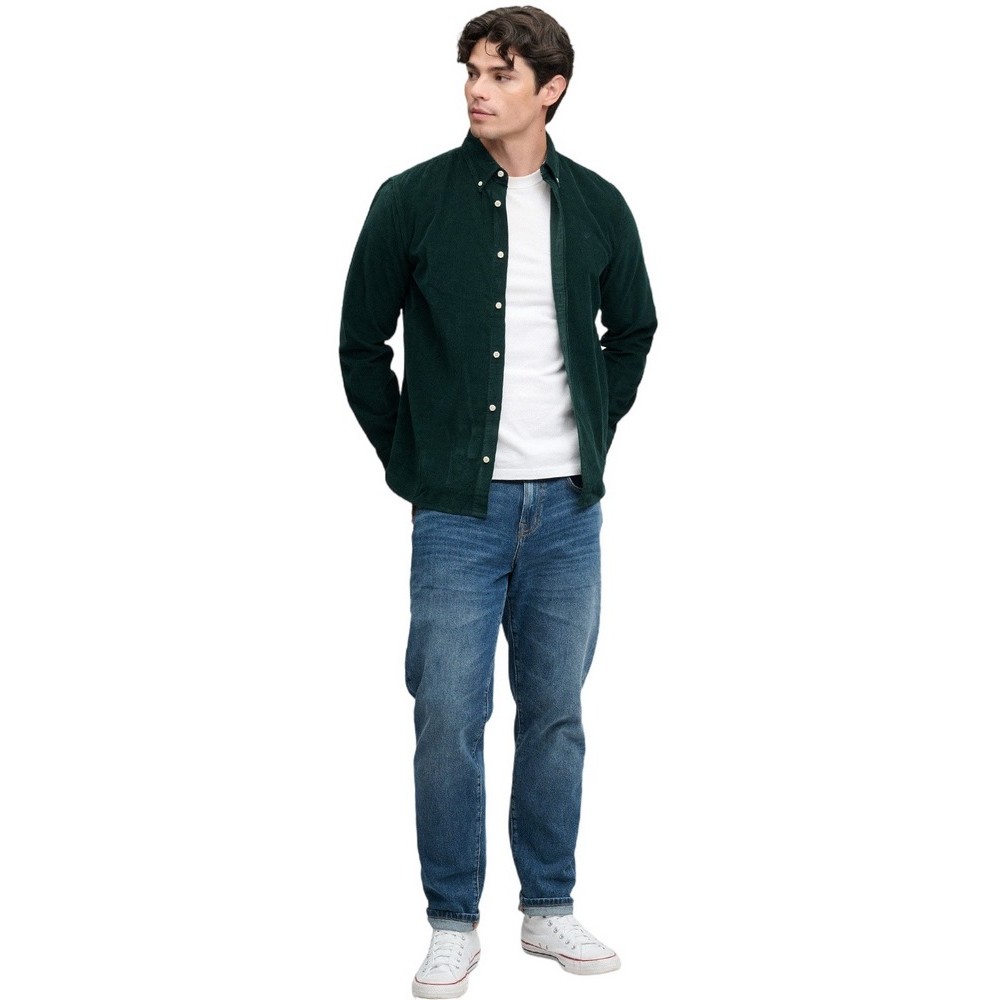 SUPERDRY CLASSIC NEEDLE CORD SHIRT ΠΟΥΚΑΜΙΣΟ ΑΝΔΡΙΚΟ FOREST GREEN