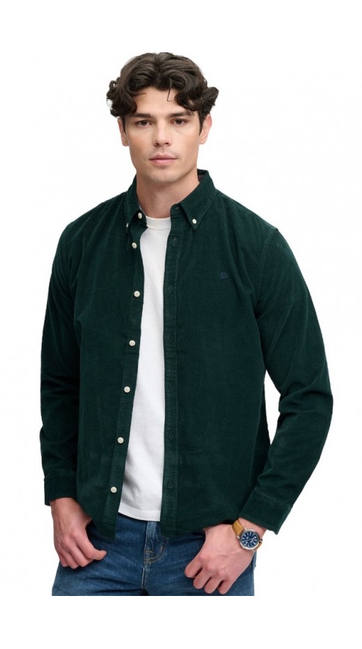 SUPERDRY CLASSIC NEEDLE CORD SHIRT ΠΟΥΚΑΜΙΣΟ ΑΝΔΡΙΚΟ FOREST GREEN