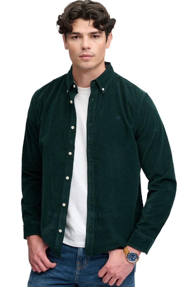 SUPERDRY CLASSIC NEEDLE CORD SHIRT ΠΟΥΚΑΜΙΣΟ ΑΝΔΡΙΚΟ FOREST GREEN