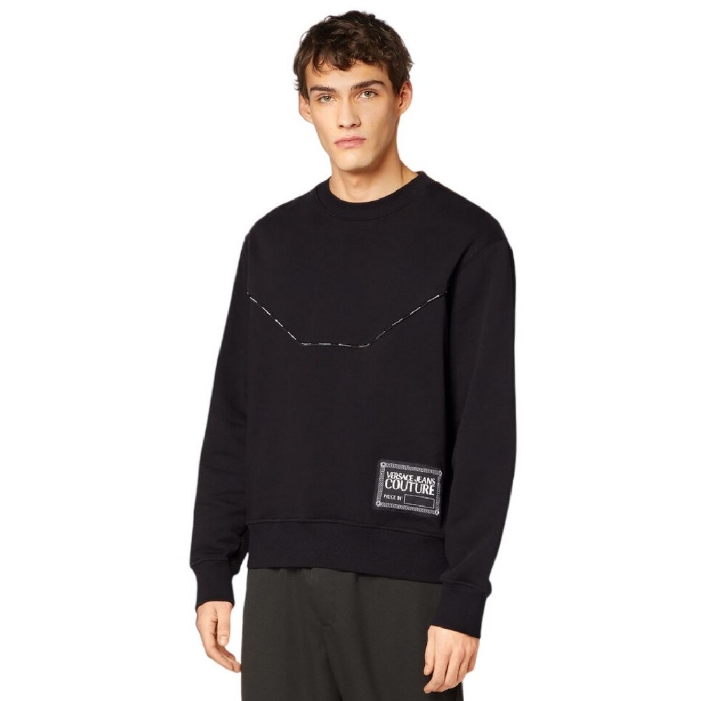 ΜΠΛΟΥΖΑ ΦΟΥΤΕΡ PIPING LOGO GARZATA ΑΝΔΡΙΚΗ VERSACE JEANS COUTURE BLACK