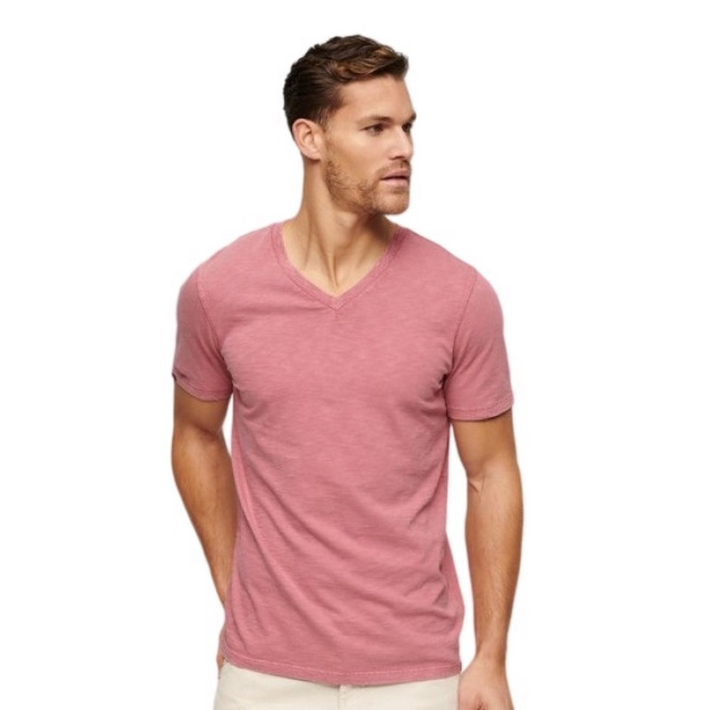 SUPERDRY  V NECK SLUB T-SHIRT ΜΠΛΟΥΖΑ ΑΝΔΡΙΚΗ ROSE