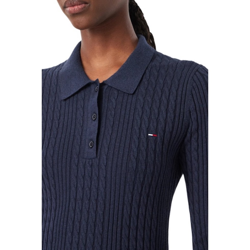 TOMMY JEANS CABLE POLO MINI DRESS EXT ΦΟΡΕΜΑ ΠΛΕΚΤΟ ΓΥΝΑΙΚΕΙΟ NAVY