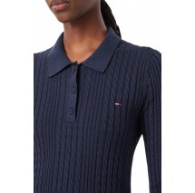 TOMMY JEANS CABLE POLO MINI DRESS EXT ΦΟΡΕΜΑ ΠΛΕΚΤΟ ΓΥΝΑΙΚΕΙΟ NAVY