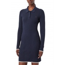 TOMMY JEANS CABLE POLO MINI DRESS EXT ΦΟΡΕΜΑ ΠΛΕΚΤΟ ΓΥΝΑΙΚΕΙΟ NAVY