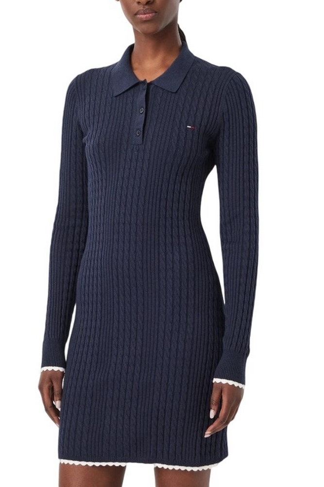 TOMMY JEANS CABLE POLO MINI DRESS EXT ΦΟΡΕΜΑ ΠΛΕΚΤΟ ΓΥΝΑΙΚΕΙΟ NAVY