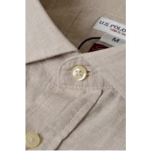 U.S.POLO ZED 000191 EH03 SHIRT LS SLIM FIT ΠΟΥΚΑΜΙΣΟ ΑΝΔΡΙΚΟ BEIGE