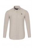 U.S.POLO ZED 000191 EH03 SHIRT LS SLIM FIT ΠΟΥΚΑΜΙΣΟ ΑΝΔΡΙΚΟ BEIGE