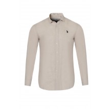U.S.POLO ZED 000191 EH03 SHIRT LS SLIM FIT ΠΟΥΚΑΜΙΣΟ ΑΝΔΡΙΚΟ BEIGE