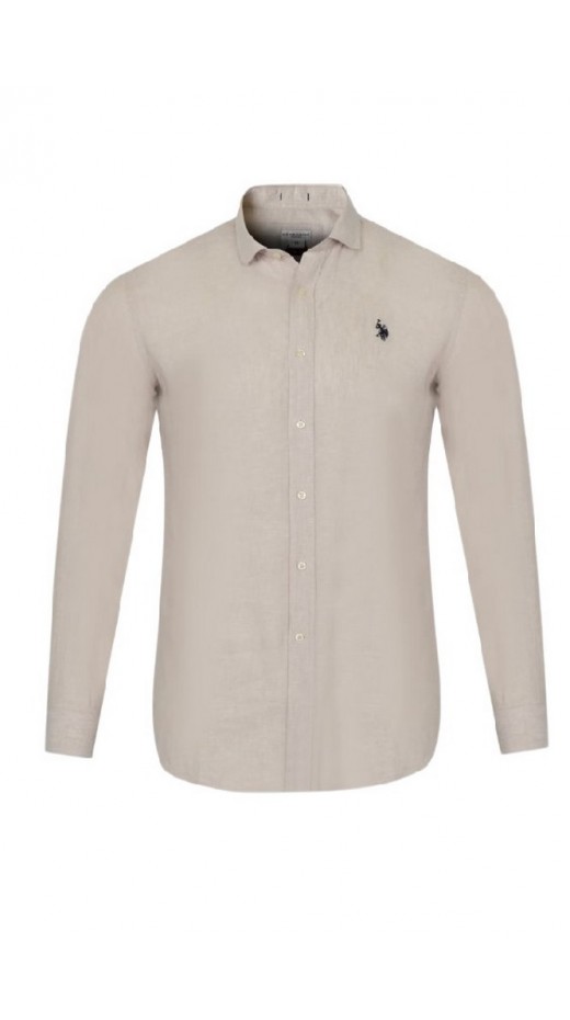 U.S.POLO ZED 000191 EH03 SHIRT LS SLIM FIT ΠΟΥΚΑΜΙΣΟ ΑΝΔΡΙΚΟ BEIGE
