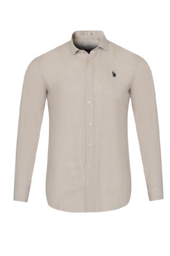 U.S.POLO ZED 000191 EH03 SHIRT LS SLIM FIT ΠΟΥΚΑΜΙΣΟ ΑΝΔΡΙΚΟ BEIGE