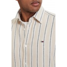 TOMMY JEANS REG LINEN MX STRP SHIRT EXT ΠΟΥΚΑΜΙΣΟ ΑΝΔΡΙΚΟ BEIGE