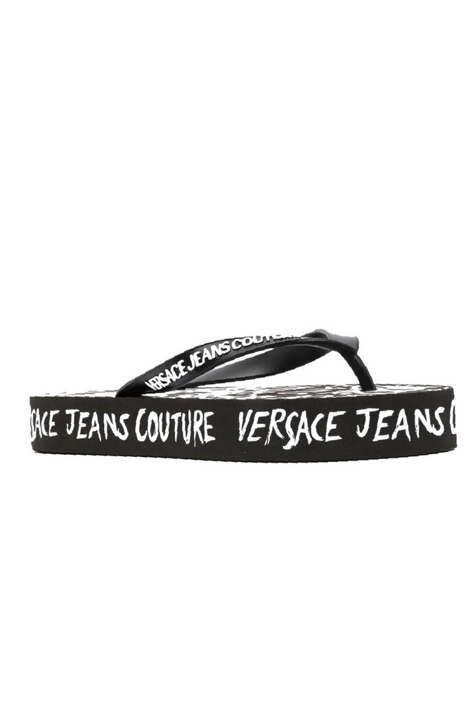 VERSACE JEANS COUTURE FONDO FLIP FLOP DIS. SQ8 PRINTED PVC DOODLE LOGO ΠΑΝΤΟΦΛΑ ΓΥΝΑΙΚΕΙΑ BLACK/WHITE