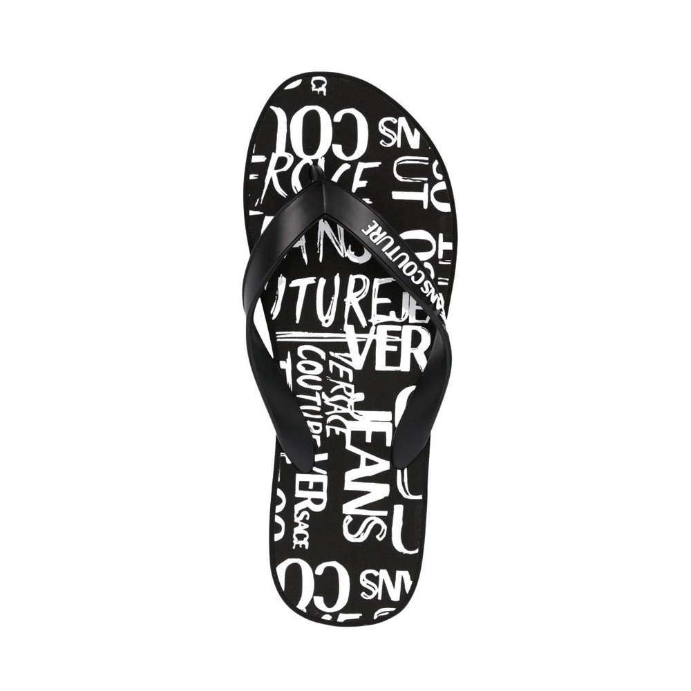 VERSACE JEANS COUTURE FONDO FLIP FLOP DIS. SQ8 PRINTED PVC DOODLE LOGO ΠΑΝΤΟΦΛΑ ΓΥΝΑΙΚΕΙΑ BLACK/WHITE