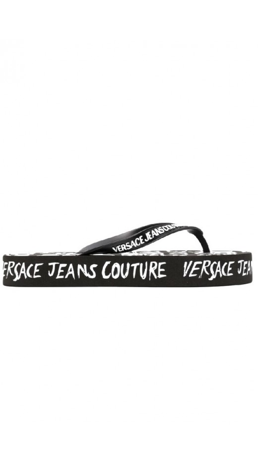 VERSACE JEANS COUTURE FONDO FLIP FLOP DIS. SQ8 PRINTED PVC DOODLE LOGO ΠΑΝΤΟΦΛΑ ΓΥΝΑΙΚΕΙΑ BLACK/WHITE