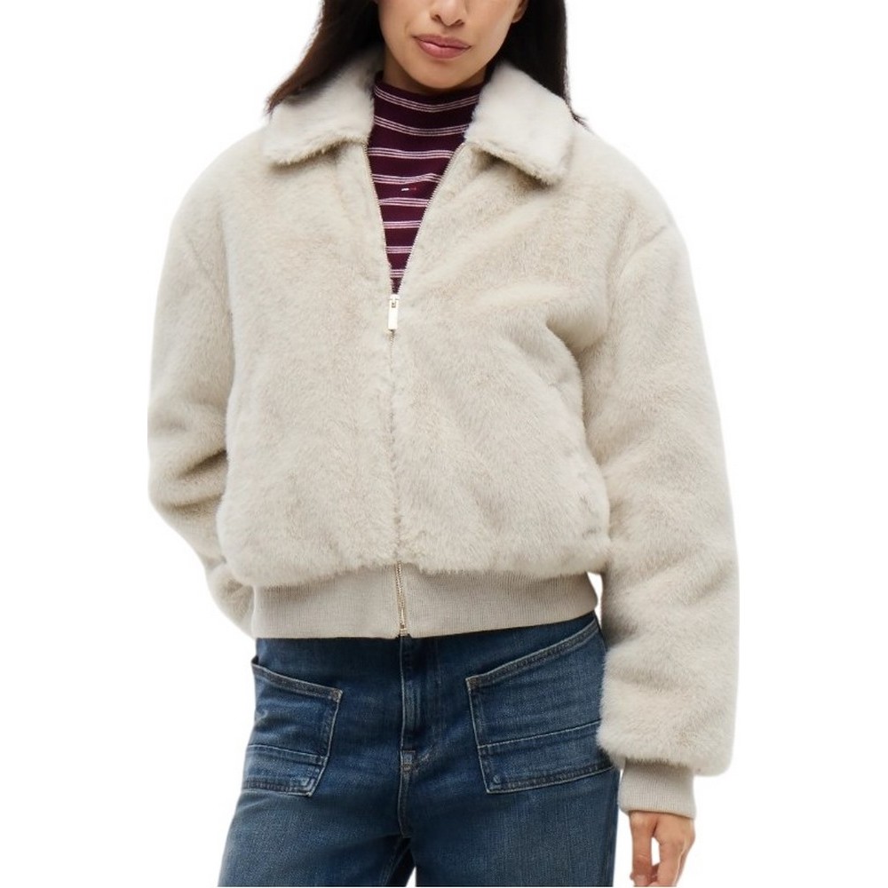 TOMMY JEANS FAUX FUR JACKET EXT ΜΠΟΥΦΑΝ ΓΥΝΑΙΚΕΙΟ STONE
