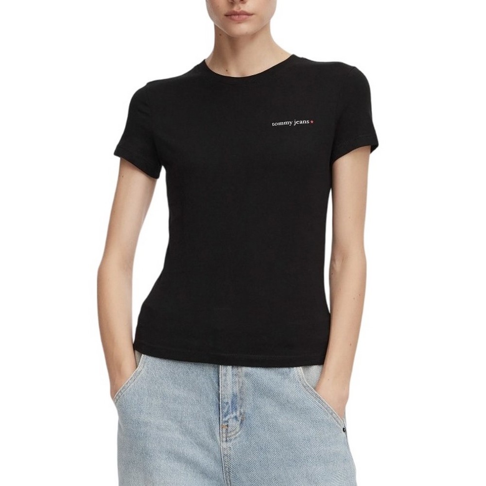TOMMY JEANS SLIM ESS LOGO 1 EXT T-SHIRT ΜΠΛΟΥΖΑ ΓΥΝΑΙΚΕΙΑ BLACK