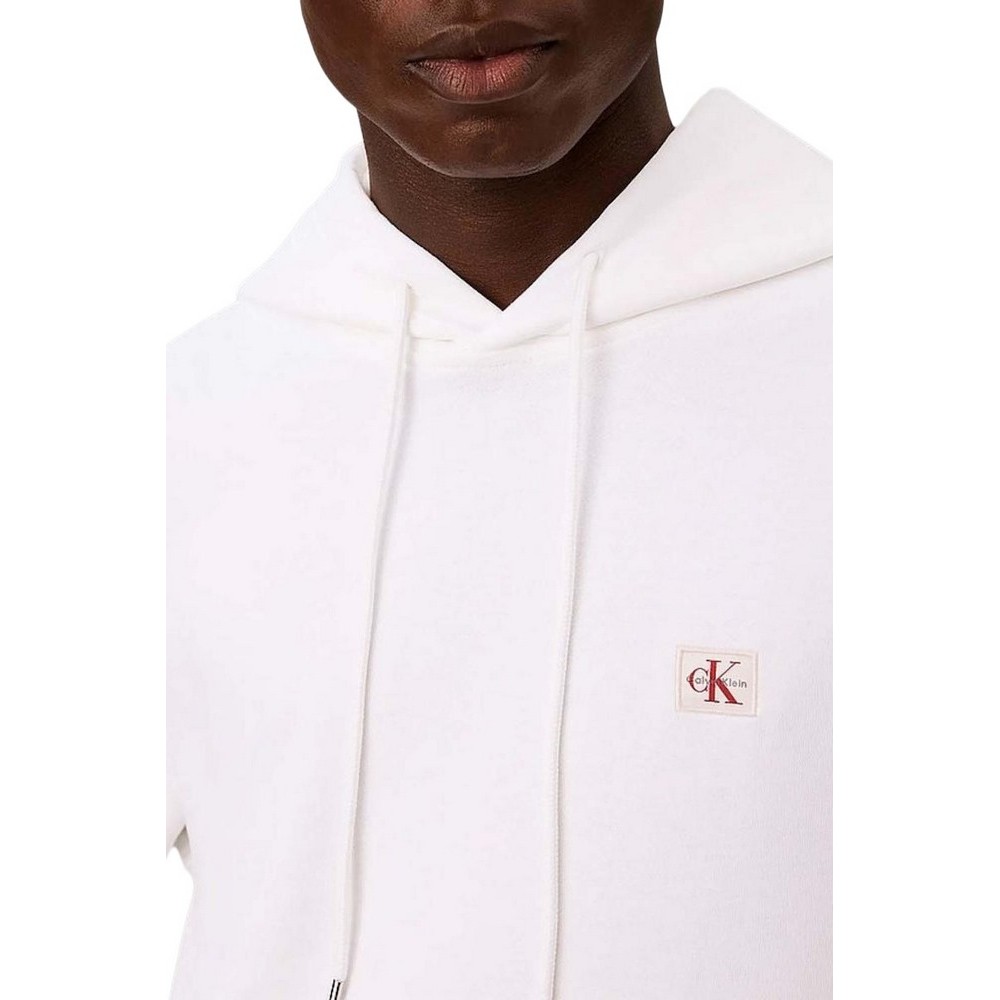 CALVIN KLEIN JEANS 350TERRY WVN LBL HOODIE ΜΠΛΟΥΖΑ ΦΟΥΤΕΡ ΑΝΔΡΙΚΗ BRIGHT WHITE