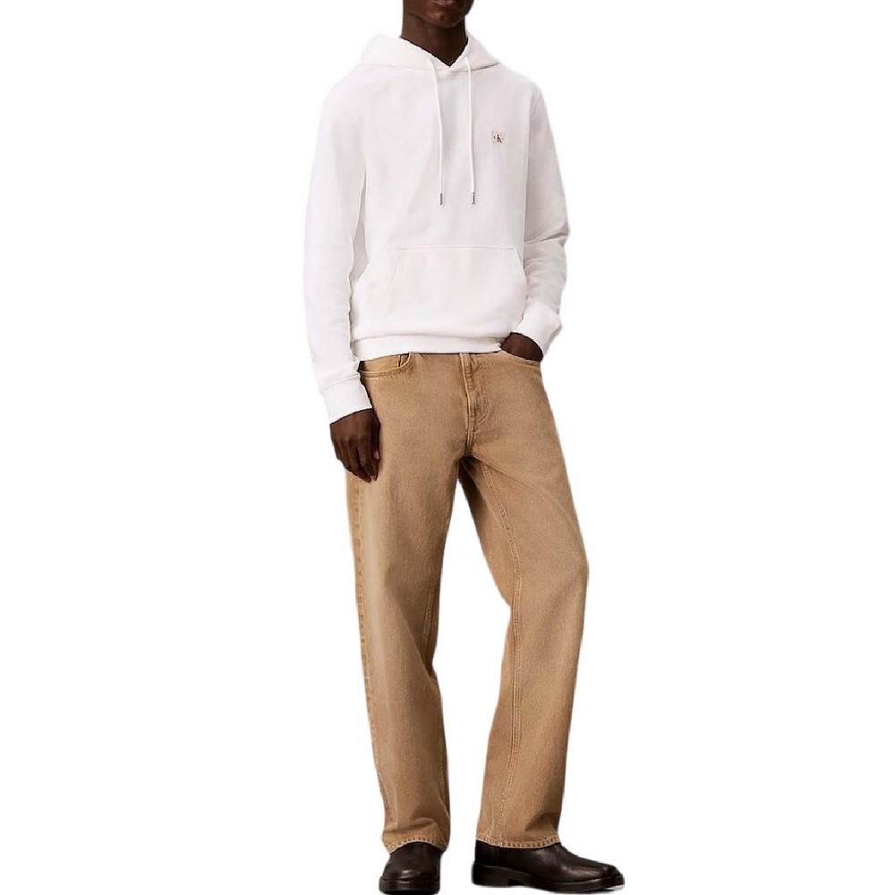 CALVIN KLEIN JEANS 350TERRY WVN LBL HOODIE ΜΠΛΟΥΖΑ ΦΟΥΤΕΡ ΑΝΔΡΙΚΗ BRIGHT WHITE