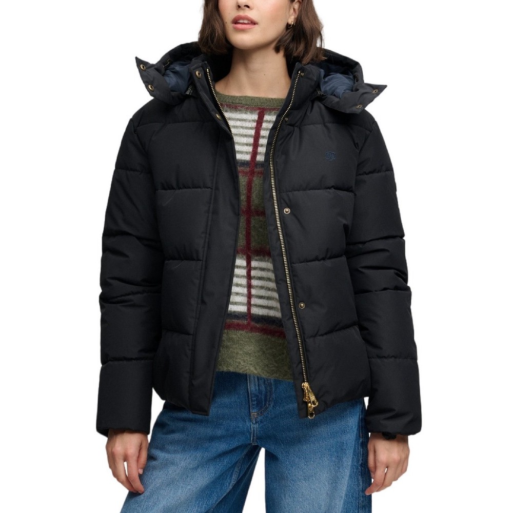 SUPERDRY PREMIUM HOOD PUFFER JKT ΜΠΟΥΦΑΝ ΓΥΝΑΙΚΕΙΟ BLACK