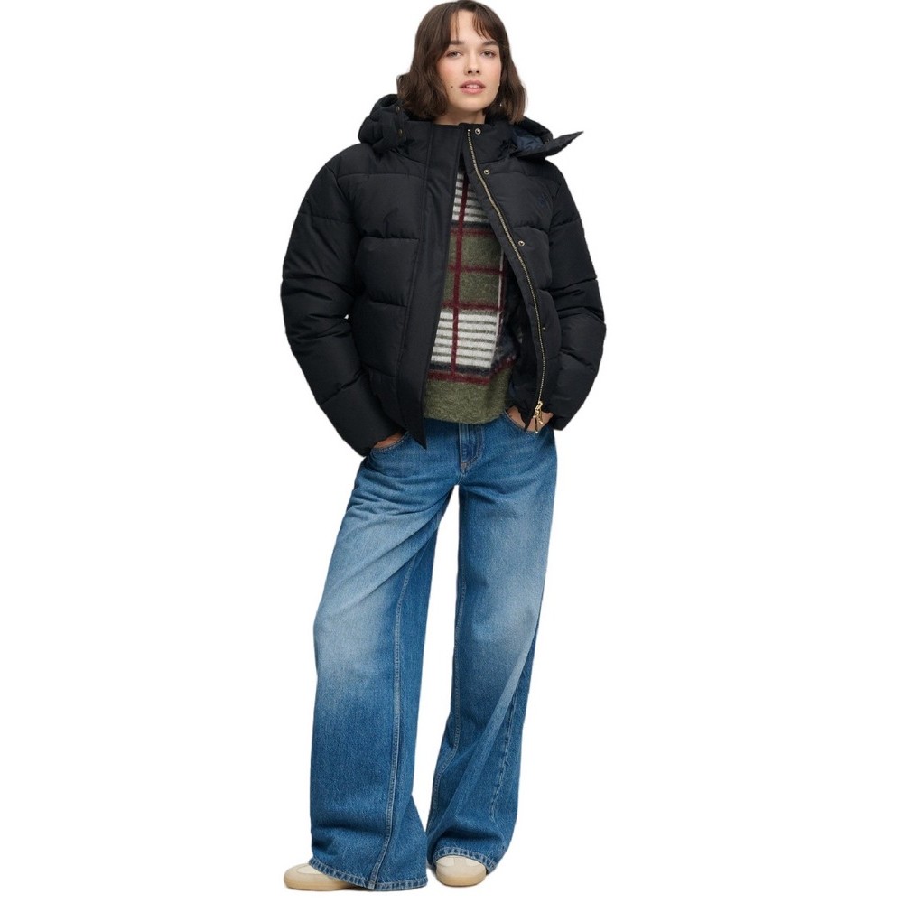 SUPERDRY PREMIUM HOOD PUFFER JKT ΜΠΟΥΦΑΝ ΓΥΝΑΙΚΕΙΟ BLACK