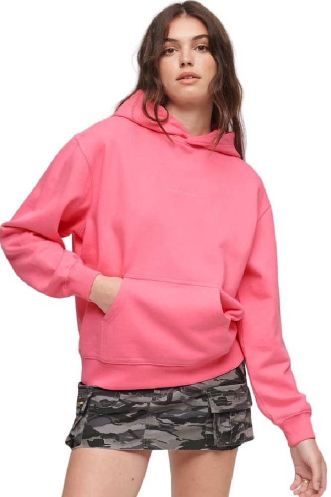 SUPERDRY D3 SDCD MICRO LOGO EMB LOOSE HOOD ΜΠΛΟΥΖΑ ΦΟΥΤΕΡ ΓΥΝΑΙΚΕΙΑ PINK