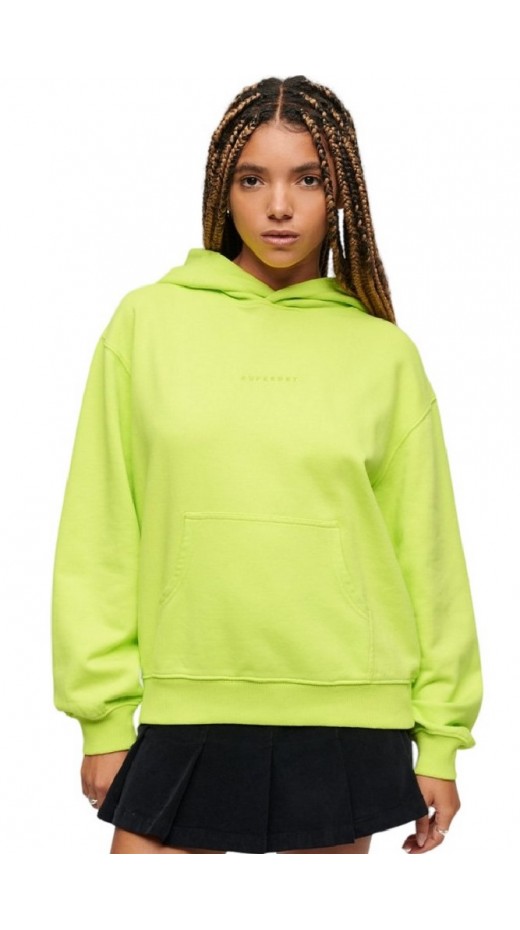 SUPERDRY D3 SDCD MICRO LOGO EMB LOOSE HOOD ΜΠΛΟΥΖΑ ΦΟΥΤΕΡ ΓΥΝΑΙΚΕΙΑ LIME