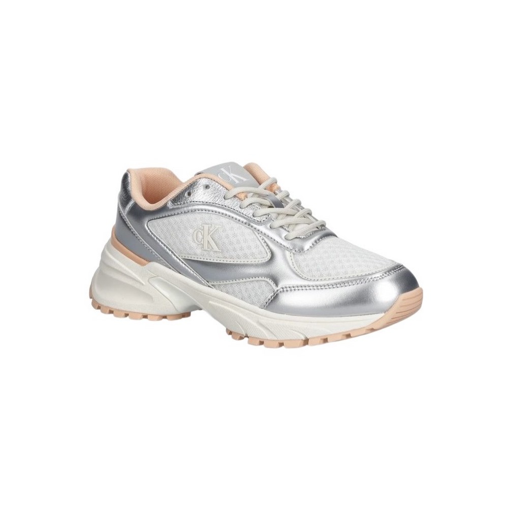 CALVIN KLEIN HIKE RUNNER LACE UP MESH MIX MET ΠΑΠΟΥΤΣΙ ΓΥΝΑΙΚΕΙΟ SILVER