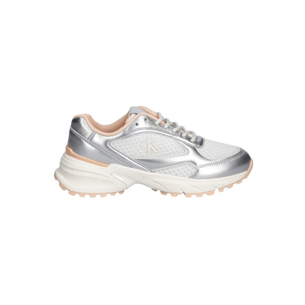 CALVIN KLEIN HIKE RUNNER LACE UP MESH MIX MET ΠΑΠΟΥΤΣΙ ΓΥΝΑΙΚΕΙΟ SILVER