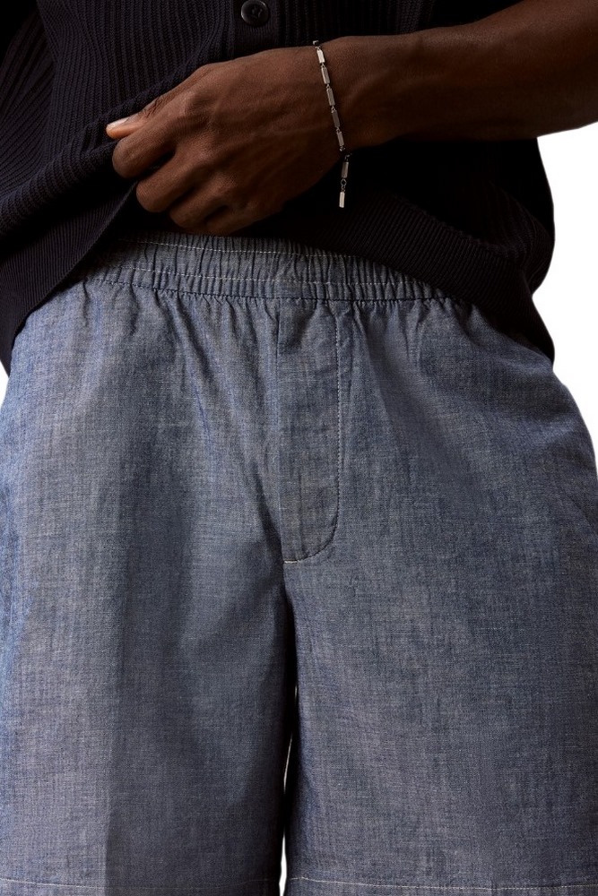 CALVIN KLEIN JEANS STRAIGHT CHAMBRAY 7" PULL ON ΣΟΡΤΣ ΑΝΔΡΙΚΟ BLUE