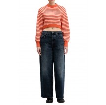TOMMY JEANS CROP BADGE SWEATER ΜΠΛΟΥΖΑ ΠΛΕΚΤΗ ΓΥΝΑΙΚΕΙΑ CORAL