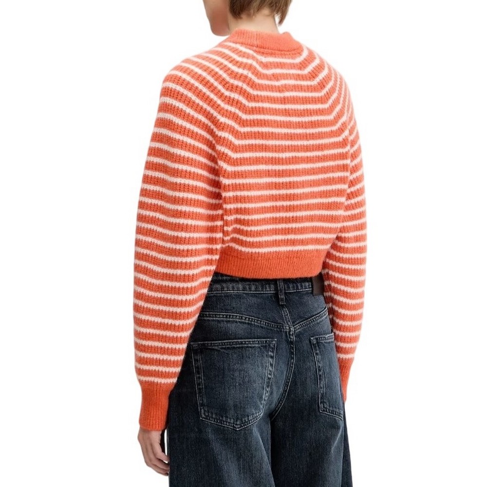 TOMMY JEANS CROP BADGE SWEATER ΜΠΛΟΥΖΑ ΠΛΕΚΤΗ ΓΥΝΑΙΚΕΙΑ CORAL