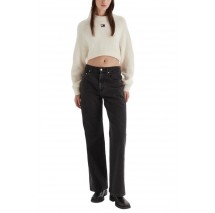 TOMMY JEANS CROP BADGE SWEATER ΜΠΛΟΥΖΑ ΠΛΕΚΤΗ ΓΥΝΑΙΚΕΙΑ WHITE