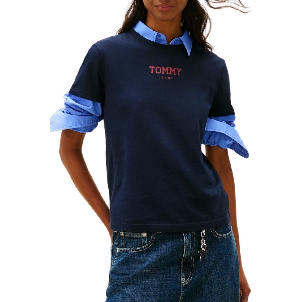 TOMMY JEANS REG ESSENTIAL LOGO 2 TEE T-SHIRT  ΜΠΛΟΥΖΑ ΓΥΝΑΙΚΕΙΑ DARK NAVY