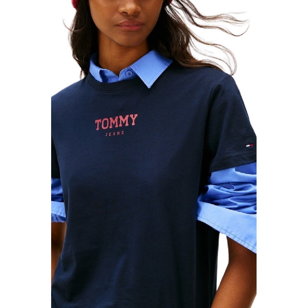 TOMMY JEANS REG ESSENTIAL LOGO 2 TEE T-SHIRT  ΜΠΛΟΥΖΑ ΓΥΝΑΙΚΕΙΑ DARK NAVY