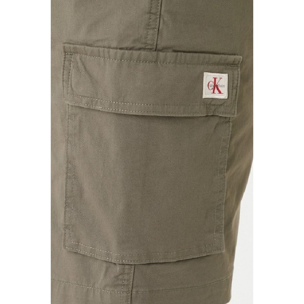 CALVIN KLEIN JEANS 9" COTTON PULL ON CARGO SHORT ΒΕΡΜΟΥΔΑ ΑΝΔΡΙΚΗ MILITARY GREEN