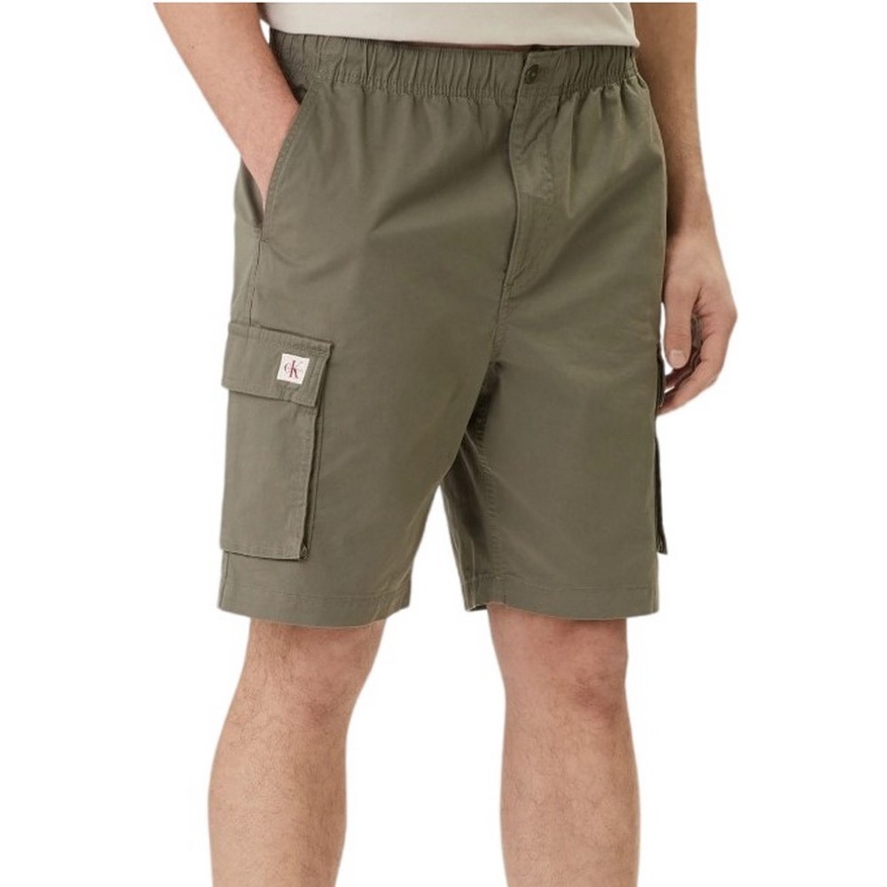 CALVIN KLEIN JEANS 9" COTTON PULL ON CARGO SHORT ΒΕΡΜΟΥΔΑ ΑΝΔΡΙΚΗ MILITARY GREEN
