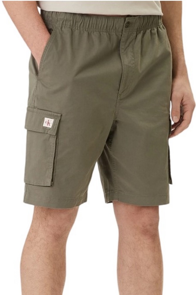 CALVIN KLEIN JEANS 9" COTTON PULL ON CARGO SHORT ΒΕΡΜΟΥΔΑ ΑΝΔΡΙΚΗ MILITARY GREEN