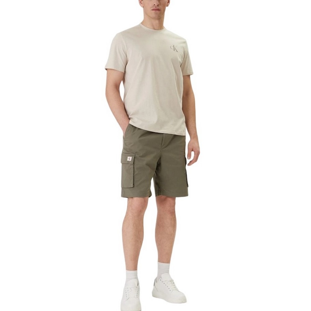 CALVIN KLEIN JEANS 9" COTTON PULL ON CARGO SHORT ΒΕΡΜΟΥΔΑ ΑΝΔΡΙΚΗ MILITARY GREEN