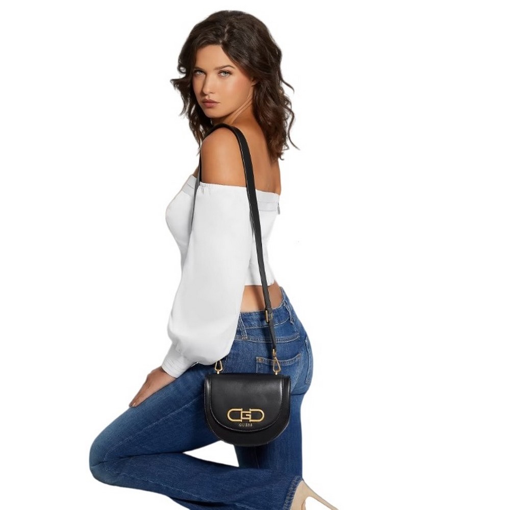 GUESS FLEET MINI SADDLE CR ΤΣΑΝΤΑ ΓΥΝΑΙΚΕΙΑ BLACK