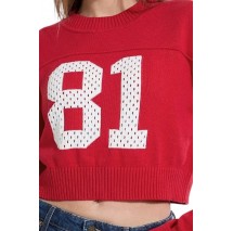 GUESS JEANS  LS CN CROP 81 SWTR  ΜΠΛΟΥΖΑ ΠΛΕΚΤΗ ΓΥΝΑΙΚΕΙΑ RED