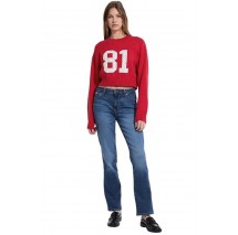 GUESS JEANS  LS CN CROP 81 SWTR  ΜΠΛΟΥΖΑ ΠΛΕΚΤΗ ΓΥΝΑΙΚΕΙΑ RED