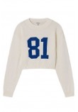 GUESS JEANS  LS CN CROP 81 SWTR  ΜΠΛΟΥΖΑ ΠΛΕΚΤΗ ΓΥΝΑΙΚΕΙΑ OFF WHITE