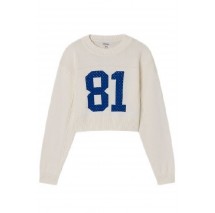 GUESS JEANS  LS CN CROP 81 SWTR  ΜΠΛΟΥΖΑ ΠΛΕΚΤΗ ΓΥΝΑΙΚΕΙΑ OFF WHITE